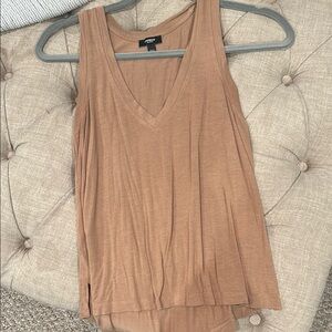 Express Tan Pleated Sleeveless Tank Top